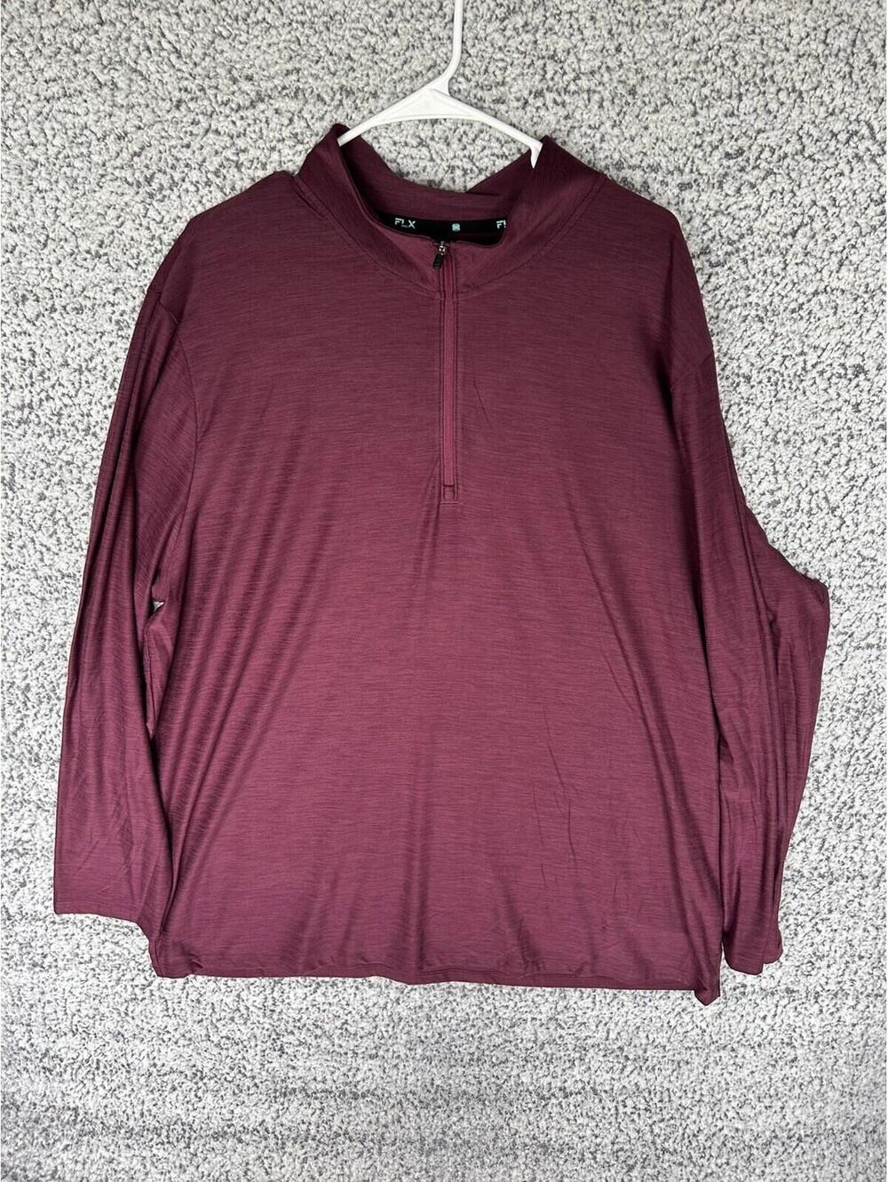 NEW FLX Luxury Soft 1/4 Quarter Zip Performance Jacket 2XB Men's Maroon Red